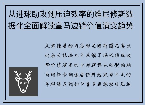 从进球助攻到压迫效率的维尼修斯数据化全面解读皇马边锋价值演变趋势